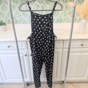 Black Floral Jumpsuit Girl's Overalls XL